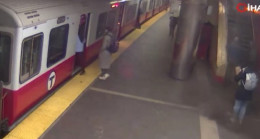 ABD’de metro tavanı, yolcunun hemen önüne düştü