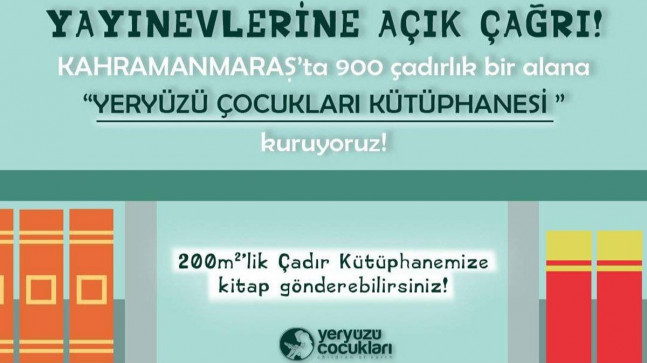 Yeryüzü Çocukları Derneği’nden depremzede çocuklar için kampanya: Çadır Kütüphanesi