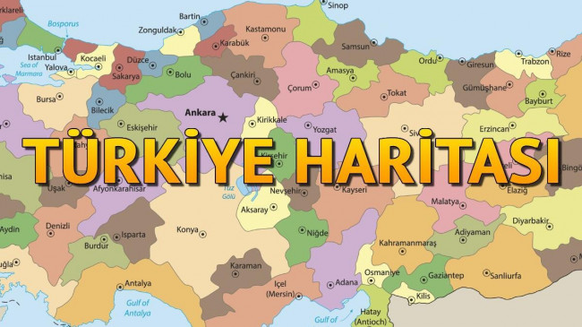 Türkiye Haritası Siyasi 2023 – Şehirler, Bölgeler, Göller ve Türkiye’nin Komşuları İsimleri ile Listesi (Büyük & Renkli)