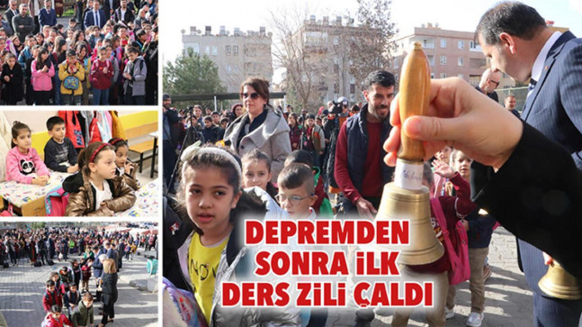 Depremden sonra ilk ders zili çaldı
