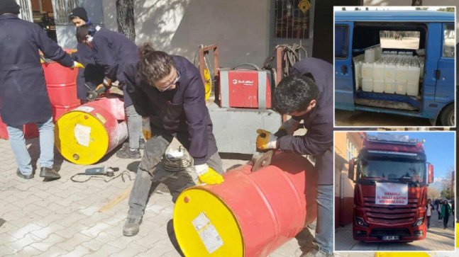 Deprem bölgesine soba ve hijyen maddesi