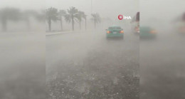 Suudi Arabistan’da dolu fırtınası! İşte hayatı durma noktasına getiren o yağıştan görüntüler…